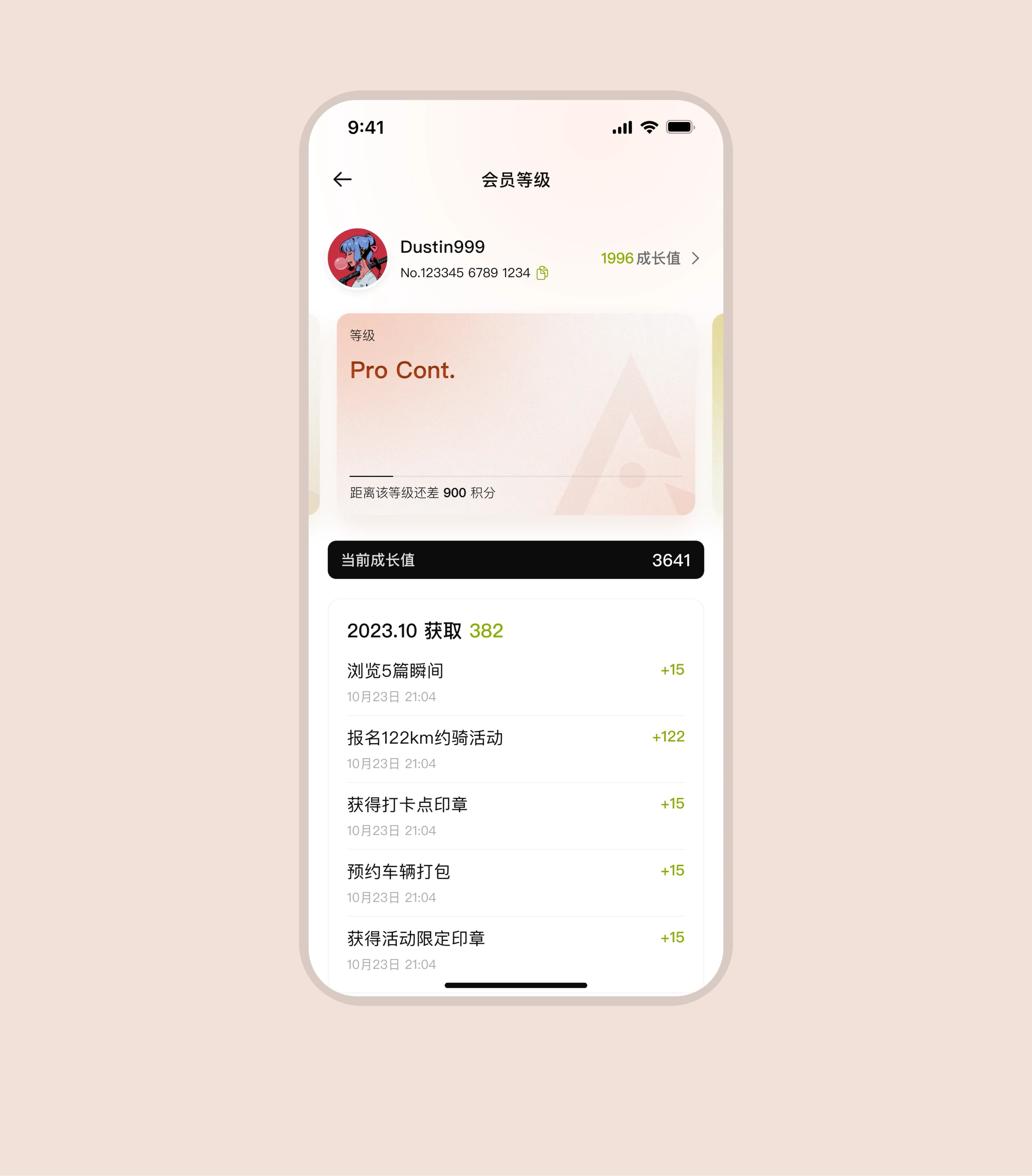 Pro Cont. 会员等级完整展示图