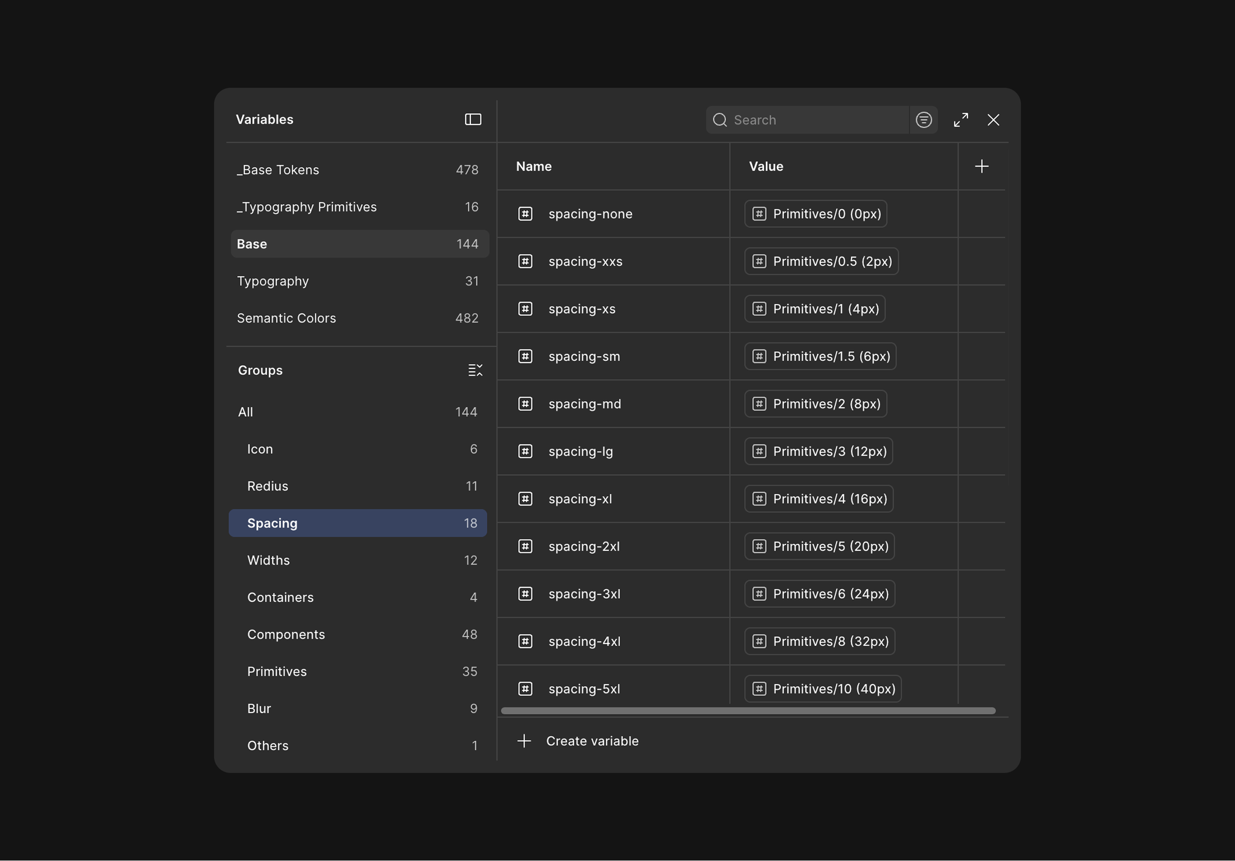 Design System 间距变量