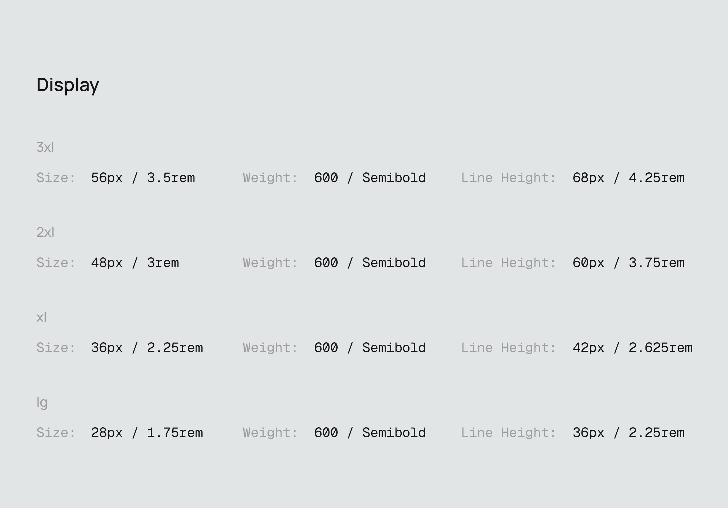 Design System display type scale