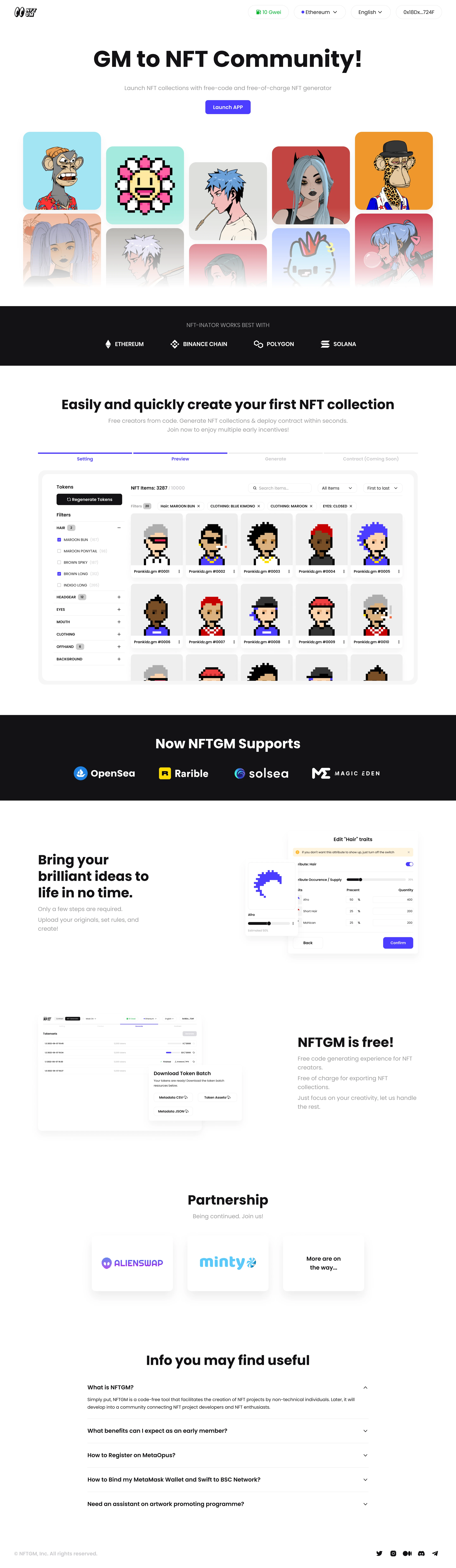 NFT GM Landing Page 完整页面