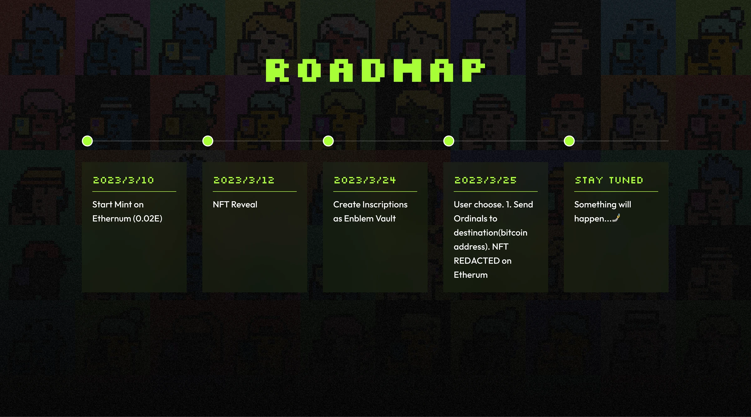 Ordinals Selfie Punks Landing Page Roadmap 区段